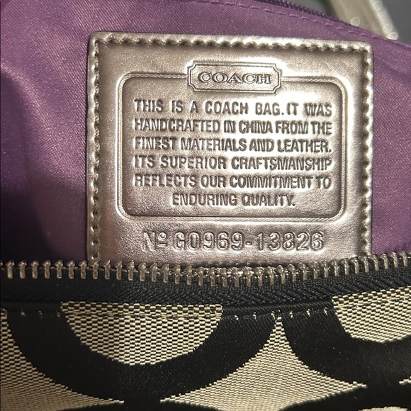 COACH Poppy Black Silver Gray Signature Canvas Large Tote - Picture 12 of 15